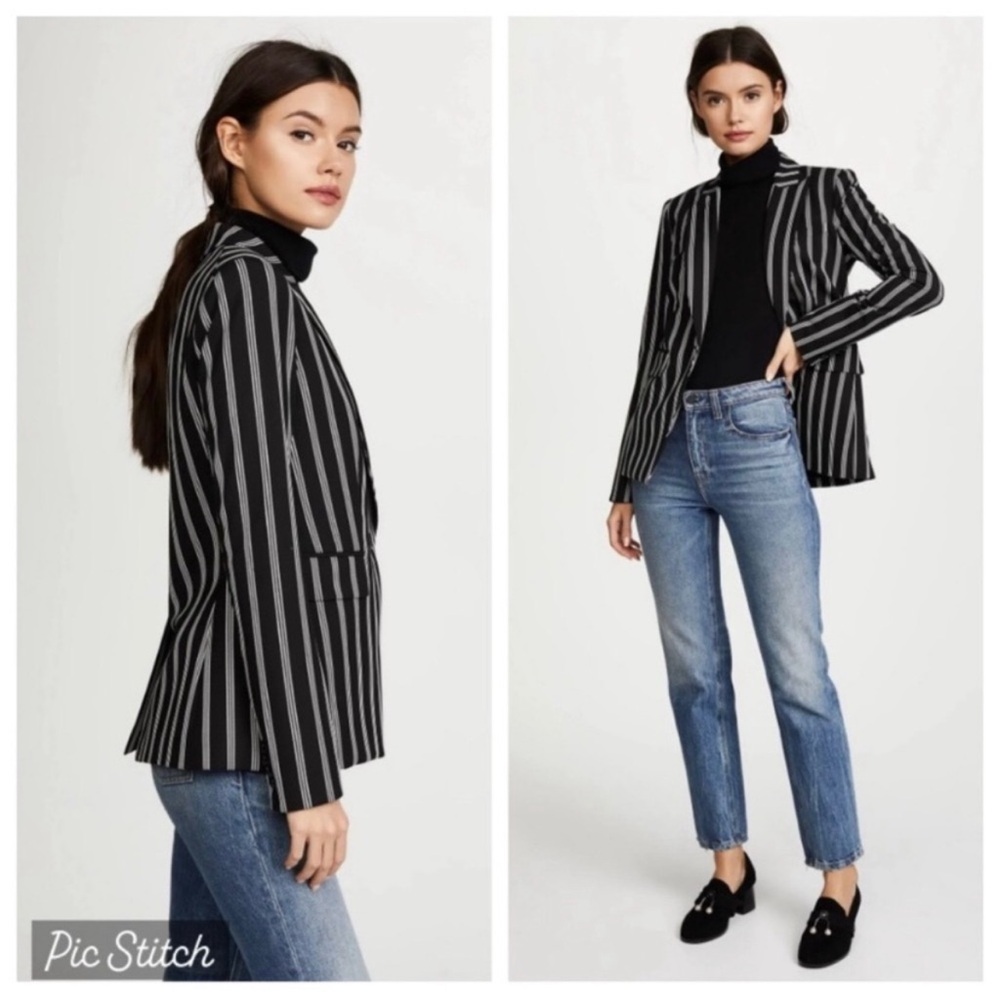 VERONICA BEARD Petra Black and White Pin Striped Blazer. Size 6 Like New